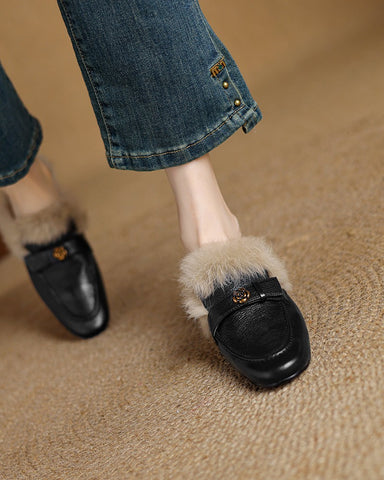 Winter Top Layer Sheepskin Mule Slippers