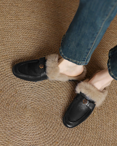 Winter Top Layer Sheepskin Mule Slippers