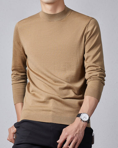 Men's Ultra Fine Merino Wool Mock Turtle Neck Jumper