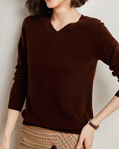 100% Cashmere V-Neck Knit Sweater