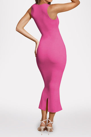 Split Slim Solid Color Sexy Hip Dress