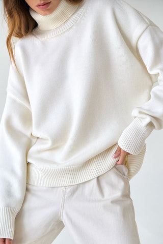 Autumn Awakening Solid Color High-Neck Sweater