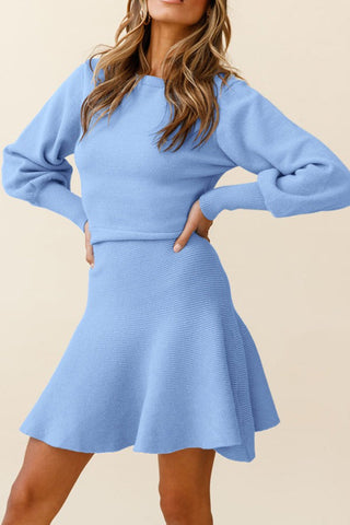 Elegant Round Neck Knits Sweater Dress