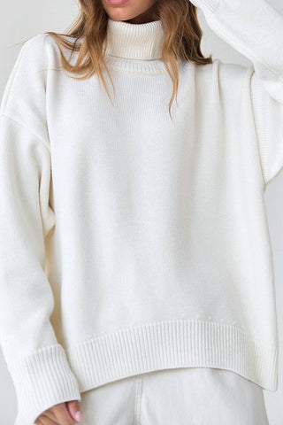 Autumn Awakening Solid Color High-Neck Sweater