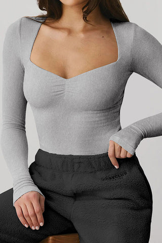 Effortless Comfort Slim T-shirt Square Neck Sexy Top