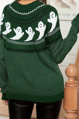 Halloween Ghost Retro Polka Dot Sweater