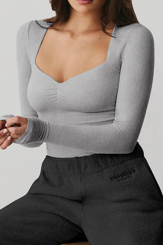 Effortless Comfort Slim T-shirt Square Neck Sexy Top