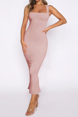 Split Slim Solid Color Sexy Hip Dress