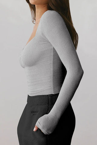 Effortless Comfort Slim T-shirt Square Neck Sexy Top