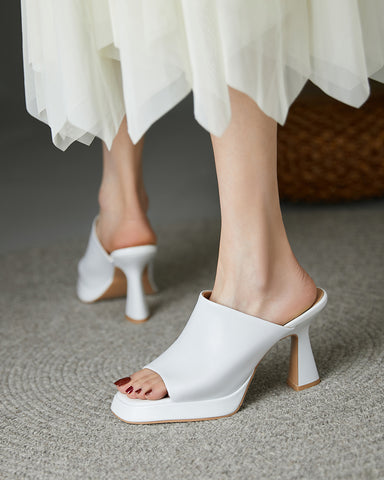 Open Toe Platform Chunky Heel Slides Sandals