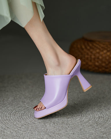 Open Toe Platform Chunky Heel Slides Sandals