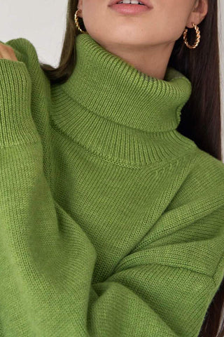 Autumn Awakening Solid Color High-Neck Sweater