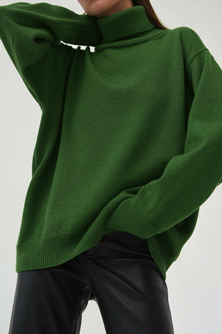 Autumn Awakening Solid Color High-Neck Sweater