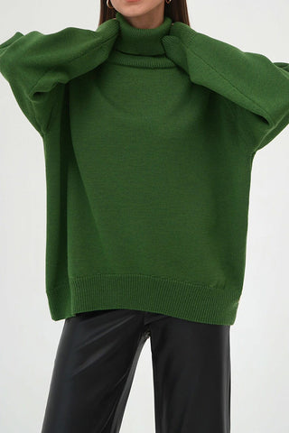 Autumn Awakening Solid Color High-Neck Sweater