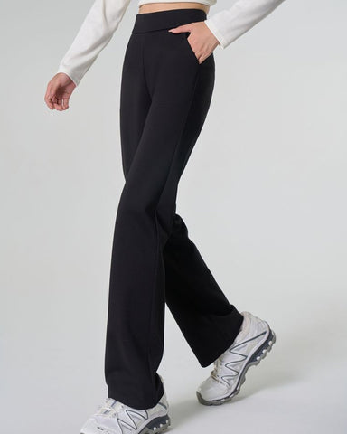 Anti Wrinkle Ponte Wide Leg Straight Pants