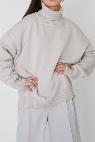 Autumn Awakening Solid Color High-Neck Sweater