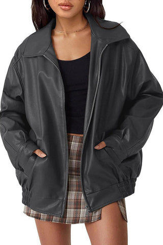 Sleek & Stylish Oversized  Loose Long Sleeve Motorcycle Jacket