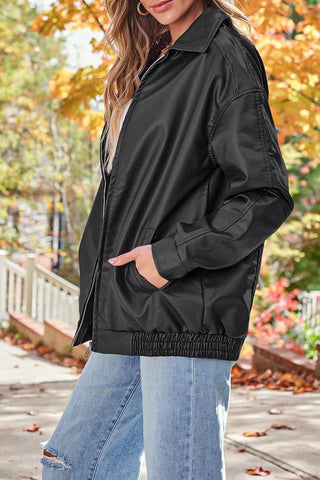 Sleek & Stylish Oversized  Loose Long Sleeve Motorcycle Jacket