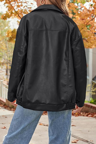 Sleek & Stylish Oversized  Loose Long Sleeve Motorcycle Jacket