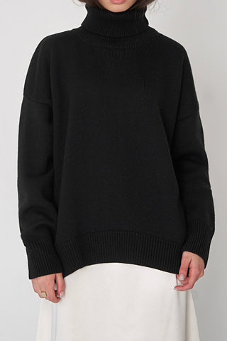 Autumn Awakening Solid Color High-Neck Sweater