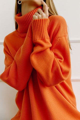 Autumn Awakening Solid Color High-Neck Sweater