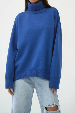 Autumn Awakening Solid Color High-Neck Sweater