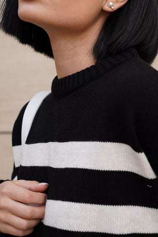 Casual Striped Loose Round Neck Pullover Sweater