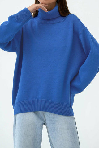 Autumn Awakening Solid Color High-Neck Sweater