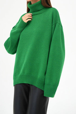 Autumn Awakening Solid Color High-Neck Sweater