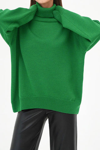 Autumn Awakening Solid Color High-Neck Sweater