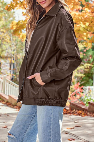 Sleek & Stylish Oversized  Loose Long Sleeve Motorcycle Jacket