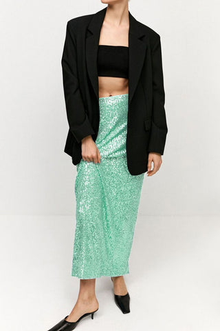 Glittery Party Sequin Straight Midi Skirt