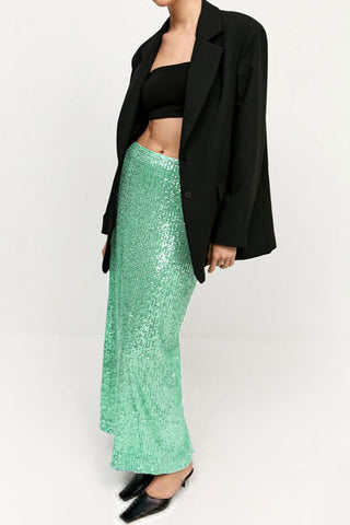 Glittery Party Sequin Straight Midi Skirt