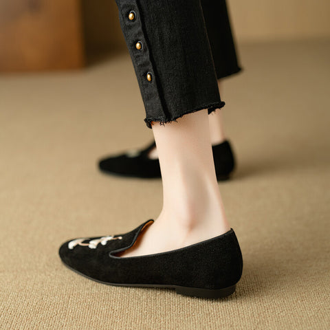 Luxurious Handcrafted Embroidered Suede Loafers