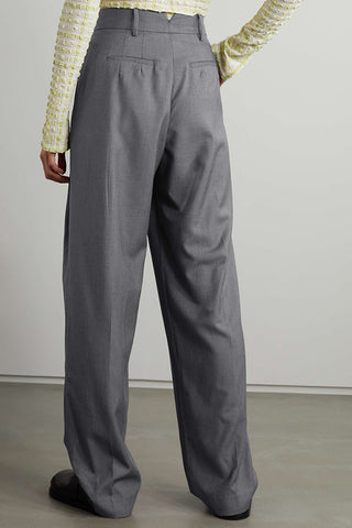 Tailored Pleated Wool Straight Leg Trousers