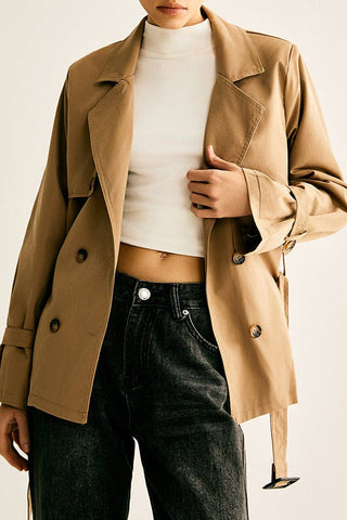 Casual Cool Lapel Buckle-Belted Trench Coat