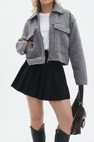 Elegant Simple Short Loose Casual Woolen Coat