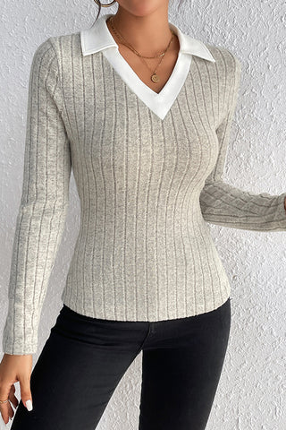 Pullover Long Sleeve V-neck Knitted Bottoming Shirt