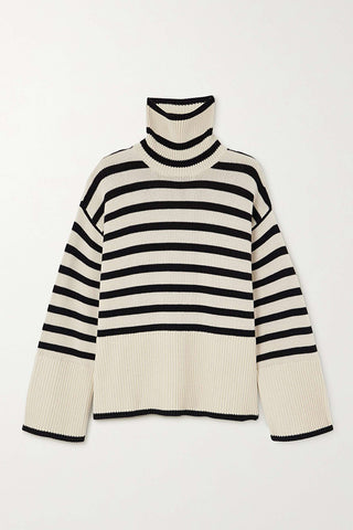 Casual Turtleneck Striped Sweater