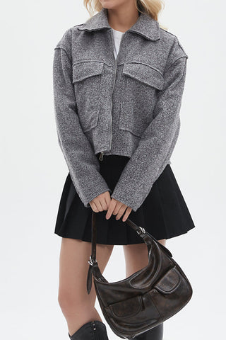 Elegant Simple Short Loose Casual Woolen Coat