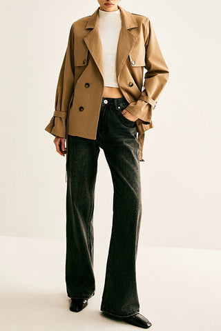 Casual Cool Lapel Buckle-Belted Trench Coat