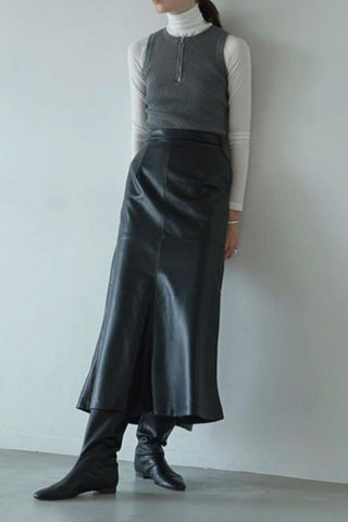 Retro Fishtail Leather Skirt