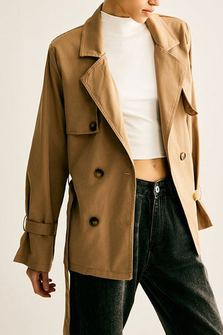 Casual Cool Lapel Buckle-Belted Trench Coat