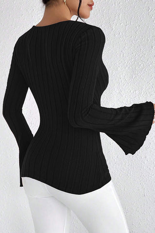 Casual Elegance Chic Surplice Neck Tube Knit Top