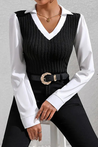 Office Chic Essentials V-neck Long Sleeve Blouse