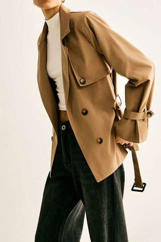 Casual Cool Lapel Buckle-Belted Trench Coat