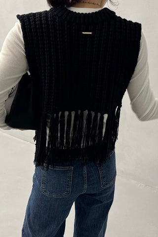 Pre Order Effortless Chic Fringe Trim Sweater Vest