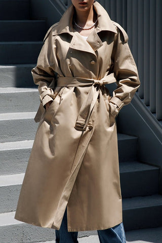 Lapel Collar Single Breasted Oversized Trench Coat