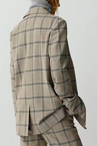 Elegance Lapel Plaid Double-breasted Blazer