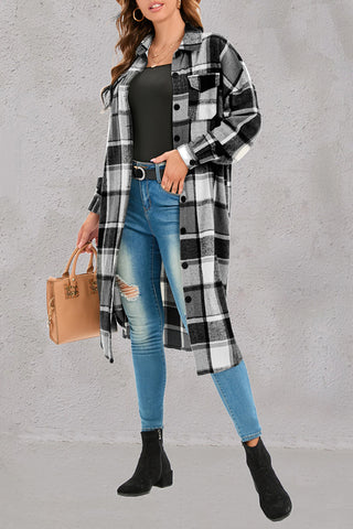 Casual Plaid Oversized Plaid Button Up Blouse